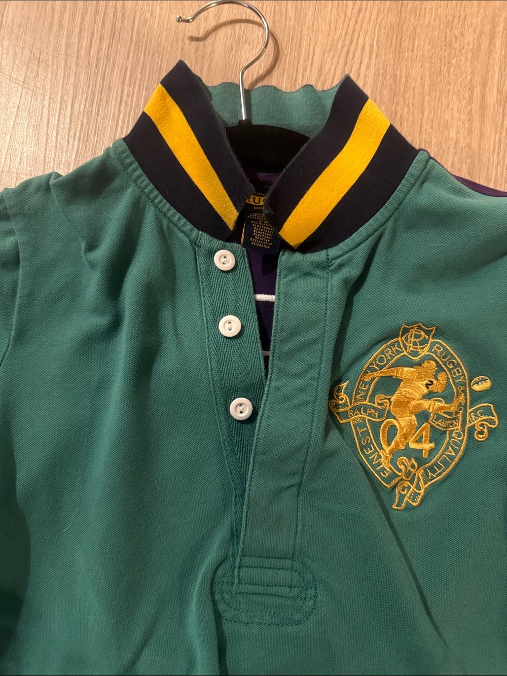 Rugby Ralph Lauren Green Short-Sleeve Polo with Yellow Crest - Picture 10 of 12